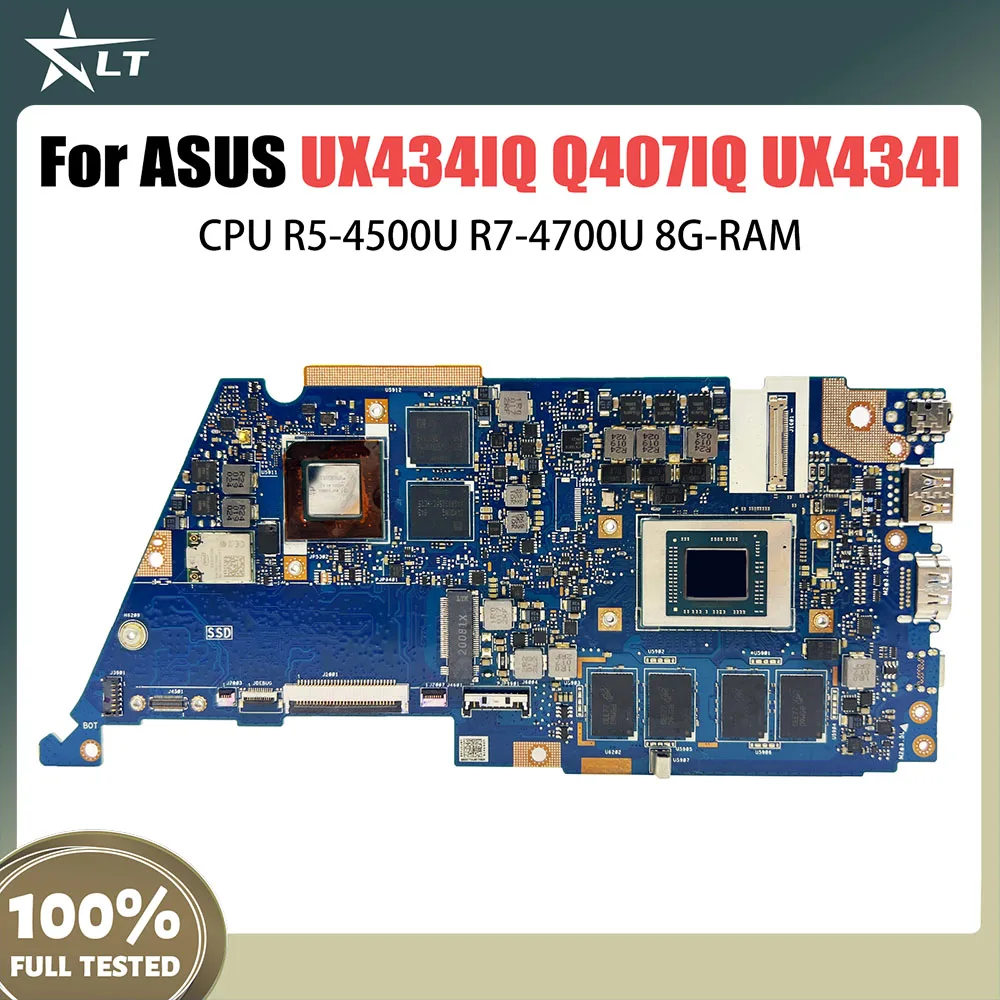 

UX434IQ Mainboard For ASUS Zenbook UX434IQ Q407IQ UX434I UX434 Laptop Motherboard CPU R5-4500U R7-4700U 8G-RAM MX350 V2G