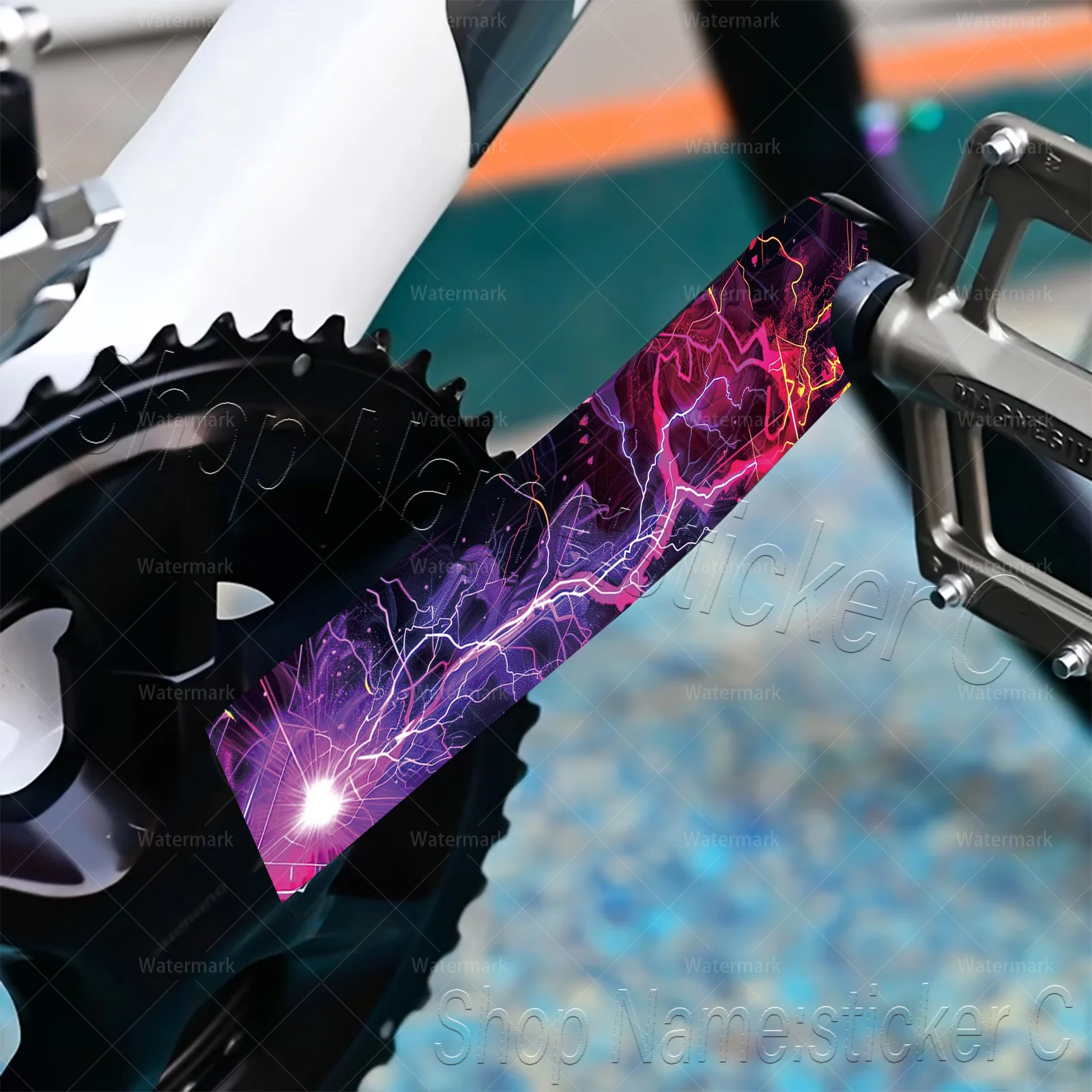 2Pcs Purple Pink Lightning Crank Arm Stickers, Waterproof Scratchproof Decals For Road Bike Crankset Decor