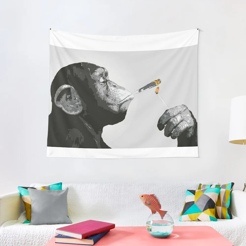 Banksy Steez Chimp Monkey Smoking Joint Tapestry Room Decor Aesthetic Room Decorations Aesthetic Decoration For Rooms Tapestry