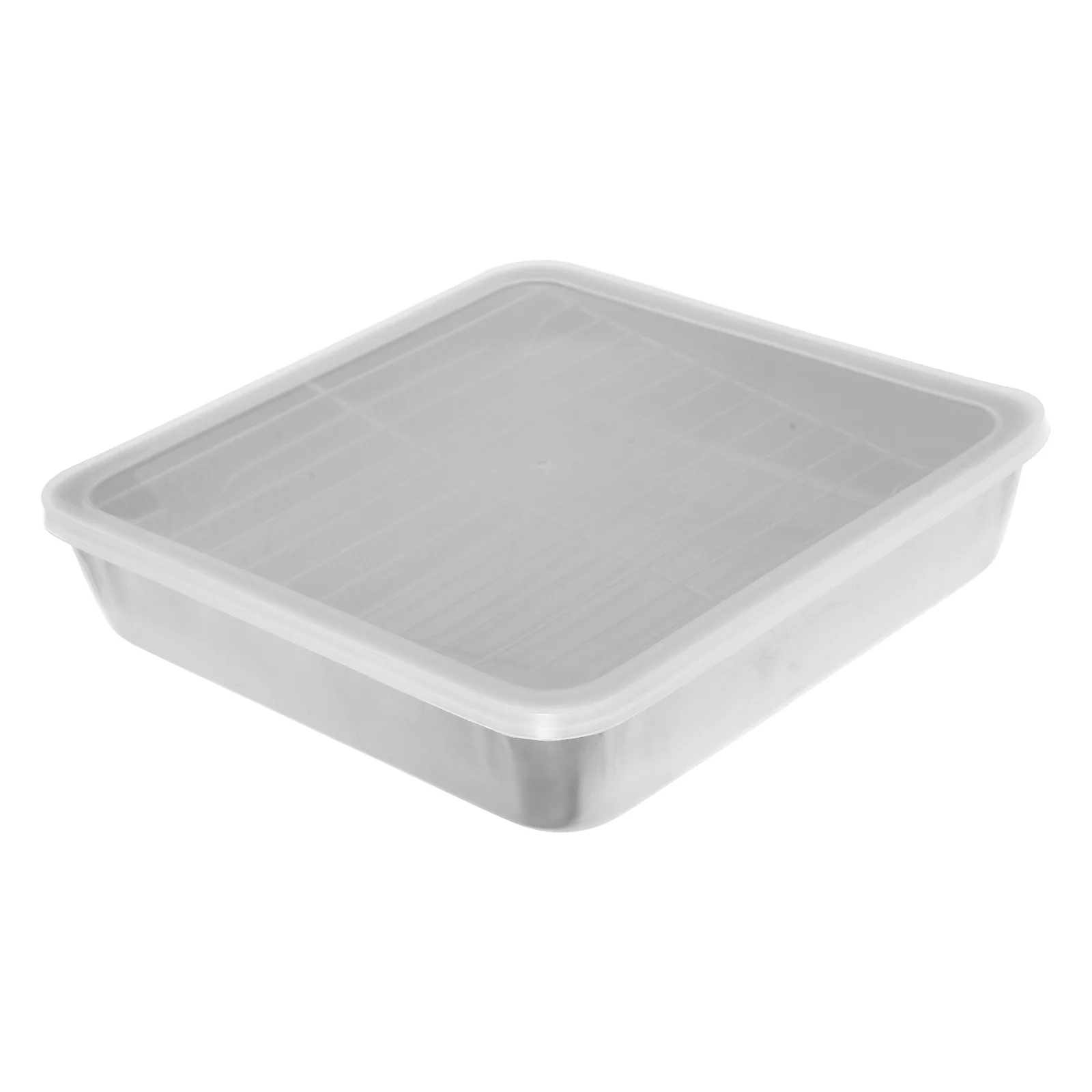 

1 set 1 Set Stainless Steel Roasting Pan Rectangular Bbq Grill Basket With Lid Cooling Rack Oven Bakeware Dumpling Freezer Box