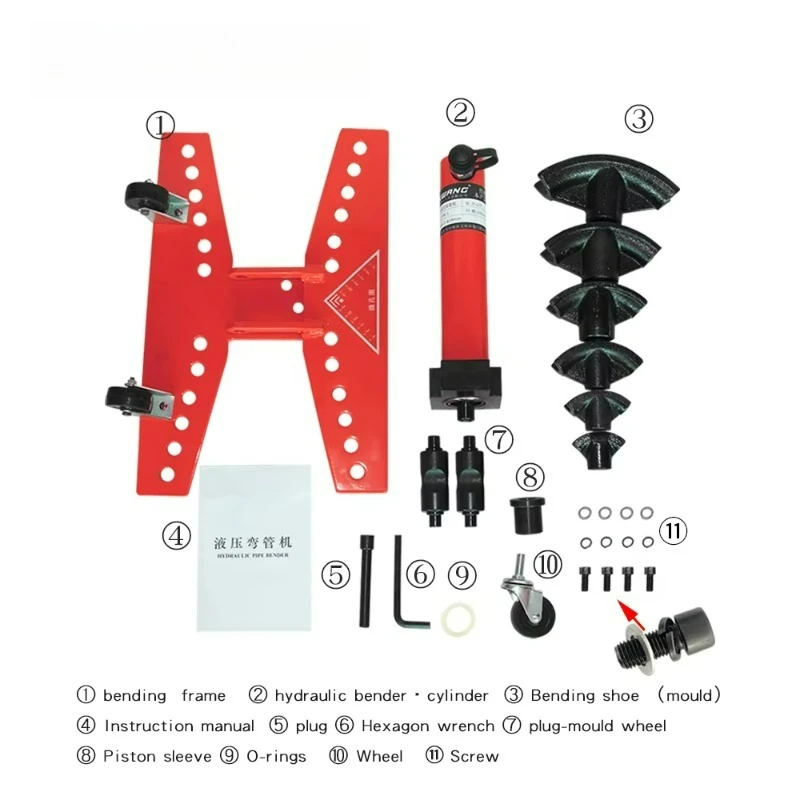 Электрический гидравлический гибочный станок для медных труб CPB-1 10T с 6 формами, набор инструментов для гибки труб, разделенный тип без насоса