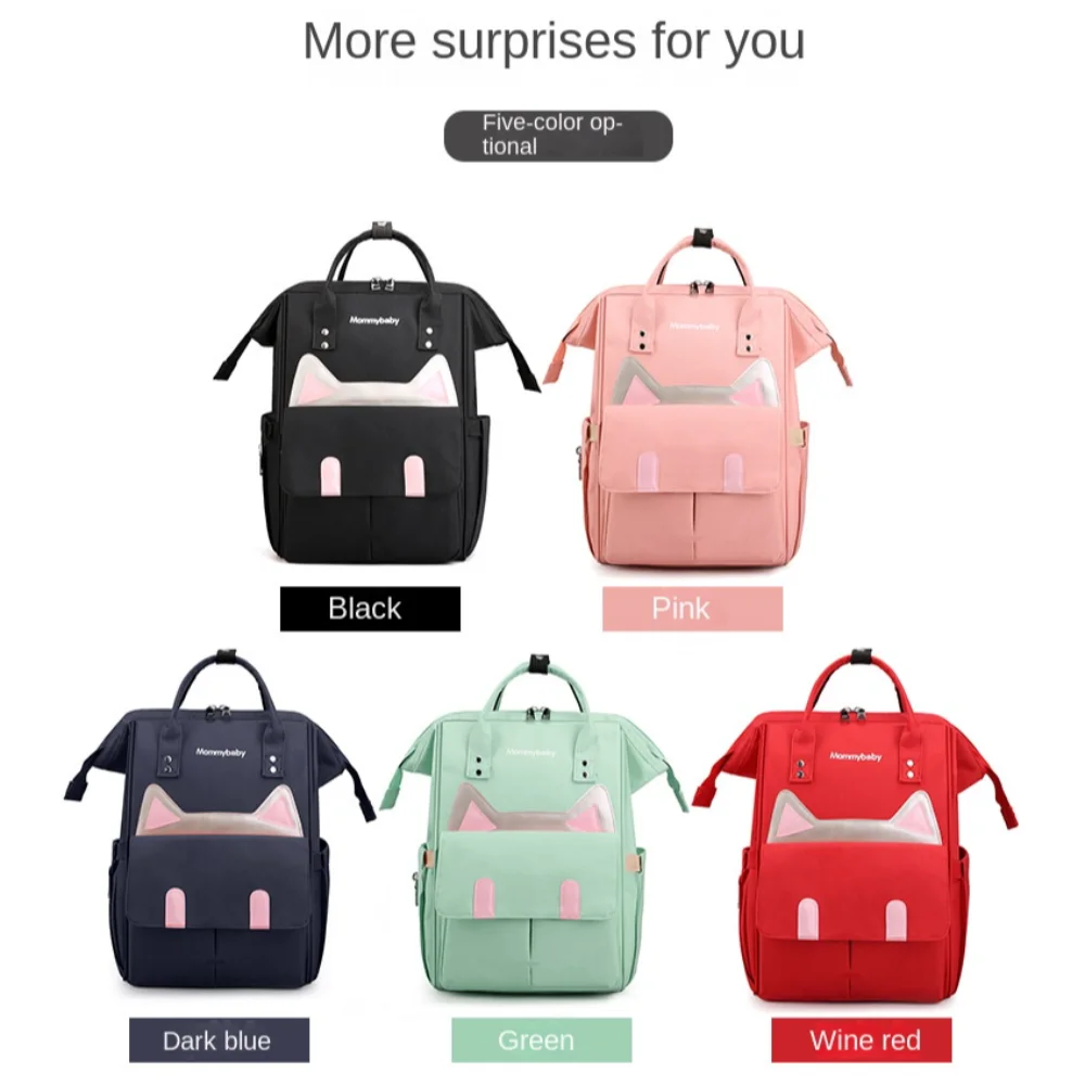 Oxford Cloth Cat Ear Mommy Backpack Anti Splash Water Large Capacity Baby Diaper Bag Multifunctional Portable Mommy Shoulder Bag