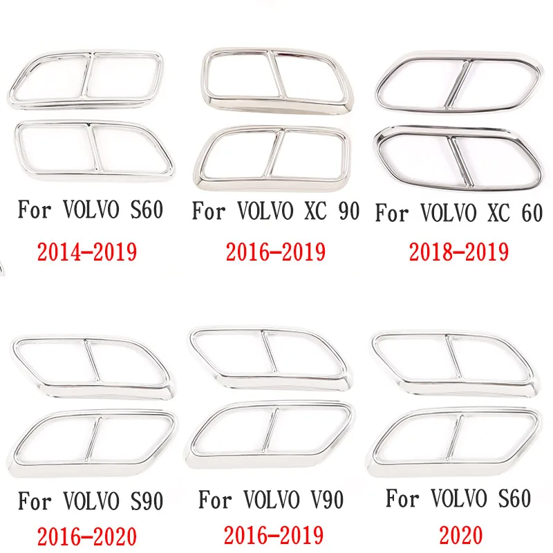 For Volvo XC60 S60 XC90 S90 V90 Stainless Steel Car Tail Muffler Exhaust Pipe Output Cover Decorative Cover Car Accessories