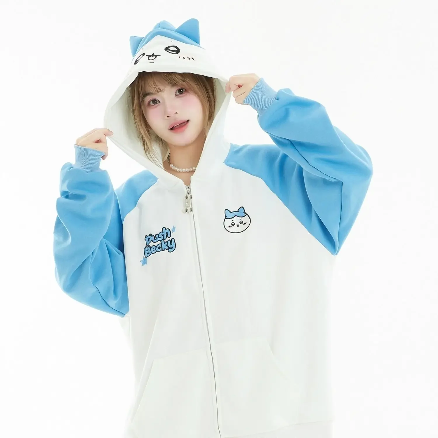 أنيمي Hachiware الفتيات هوديي معطف Chiikawa الكرتون الخريف لطيف القطن فضفاض سترة معطف جاكيت زيبرا الحلو الفتيات طالب القمم