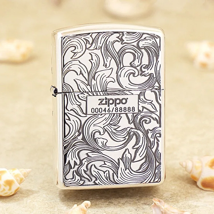 Genuine Zippo Limited edition silver Tang oil lighter copper windproof cigarette Kerosene lighters Gift anti-counterfeiting code