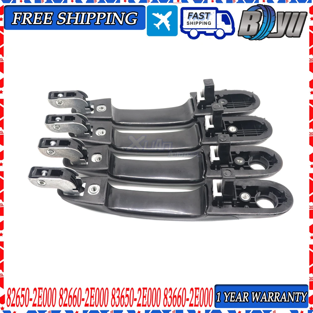 4pcs New Front+Rear Left+Right Side Black Exterior Door Handles 82650-2E000 82660-2E000 836502E000 836602E000 For Tucson 05-09