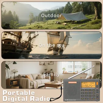 SIHUADON R108 DSP AM FM SW 航空波段便攜式收音機,500個預設,鬧鐘,睡眠定時器,溫度顯示,液晶顯示屏,BL5C Type-C 天線,送給長輩旅行的禮物 6 最佳銷售 航空波段接收器 - №4