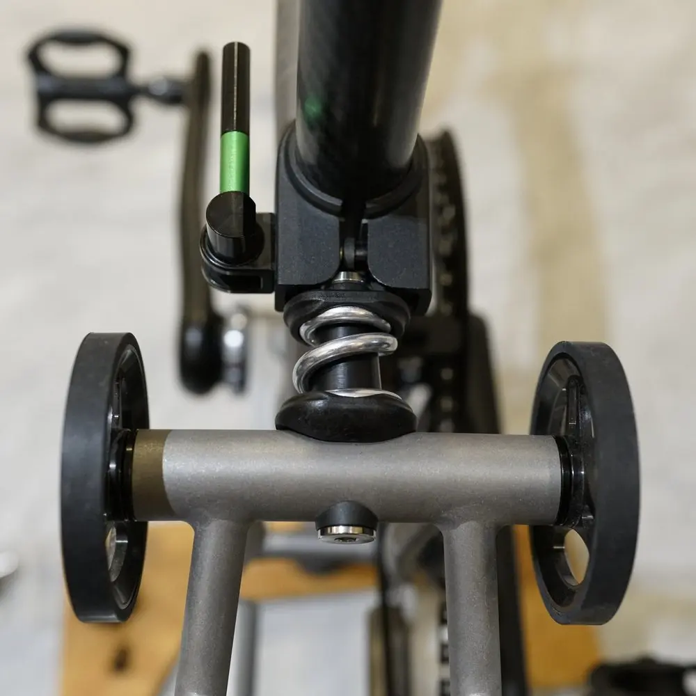 UnionJack Titanium Spring Shock Absorber for Brompton Tline Pline C4 C12 Folding Bike Rear suspension Max Load 120KG