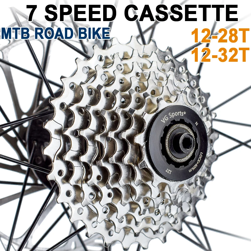 Bike Rear Hub 7 Speed Cassette 7S Flywheels Sprocket MTB Mountain Road Bicycle 12-28T / 12-32T Cassette Flywheel Accessories