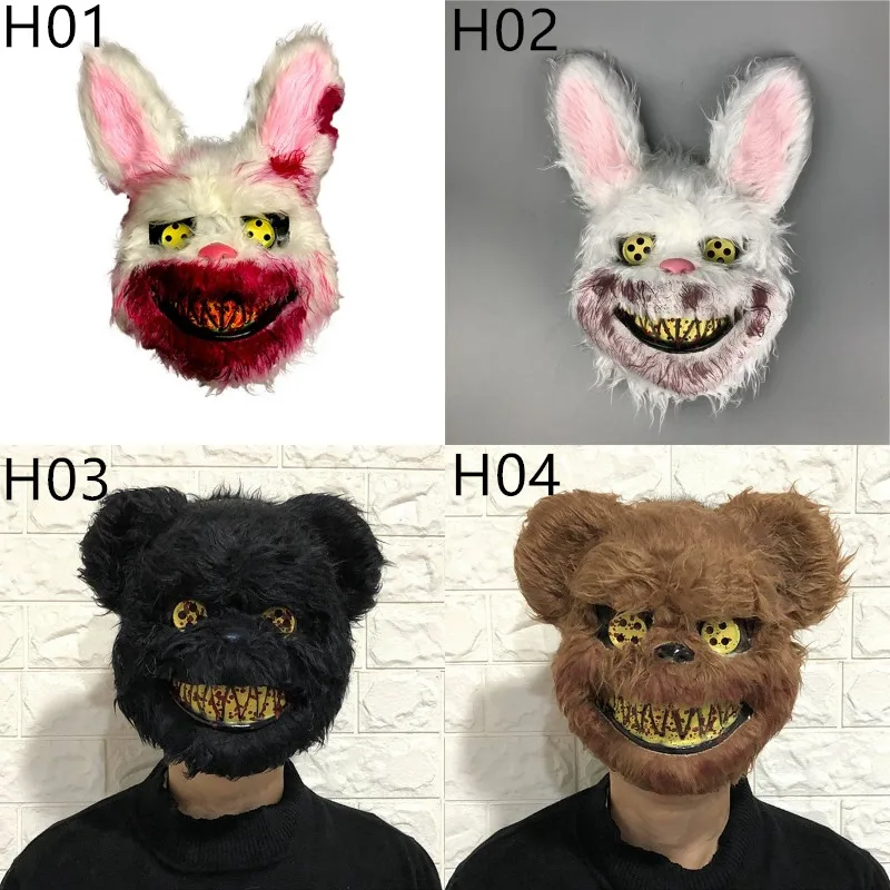 Halloween Cosplay Face Mask Fancy Party Stage Make-up Scary Bear Rabbit Cartoon Head Cover Carnival Costume Prop Masquerade Mask