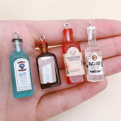 10pcs Mini Alcoholic Drink Bottle Resin Charms Popular Wine Bottles Pendant For Earring Keychain Diy Cute Jewelry Making