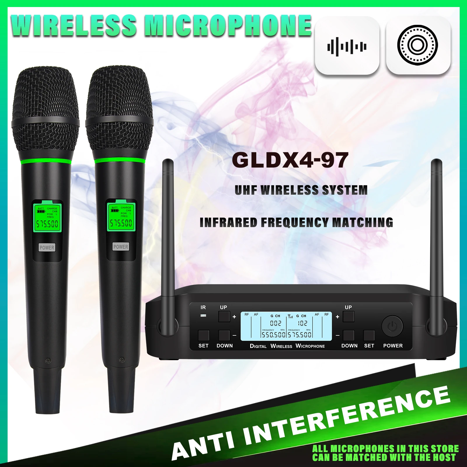 GLXD4-97 GLXD4 Wireless Microphone 200 Channels UHF System Professional Handheld Mic For Stage Speech Show Band Party