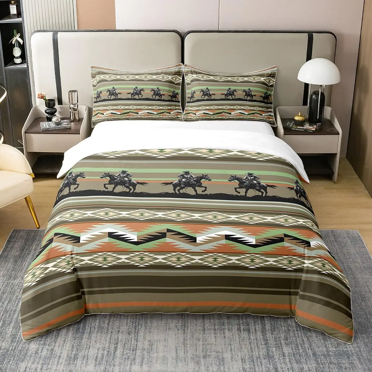 Southwestern Duvet Cover Twin Size Horse Bedding Set for Boys Girls Teens Bedroom Decor Comforter Cover Set with 2 Pillow Case