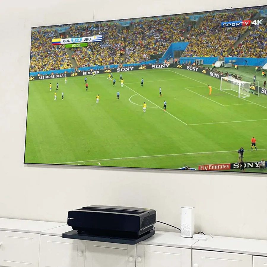 صينية منزلقة بمحرك لتلفزيون الليزر VX3 VX5 VX7 لجهاز عرض قصير جدًا (UST)، صينية ذكية قابلة للسحب باللون الأزرق الداكن