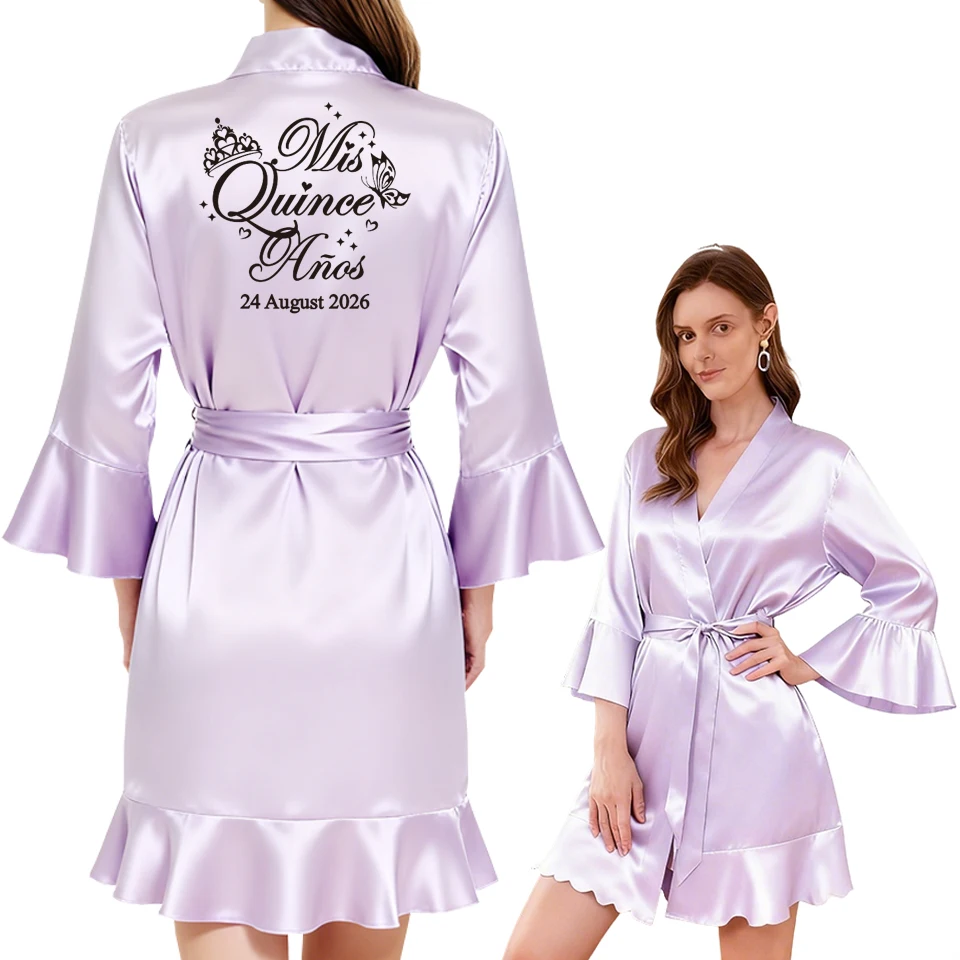 

Personalized Date Mis Quince Años Robe Quinceañera Birthday Party Bathrobe Celebration Gown for 15th Anniversary Ceremony