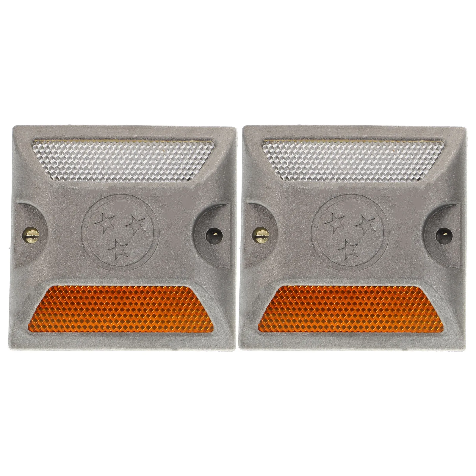 2Pcs Road Studs Aluminum Reflective Driveway Markers for Night Rainy Weather Visibility Roadside Safety Quick Installation No