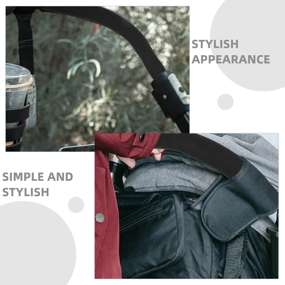 4 قطعة أغطية مقبض عربة الأطفال إسفنجة لينة وسادة سوداء قبضة منصات مريحة امتصاص الصدمات المضادة للانزلاق المقود حامي