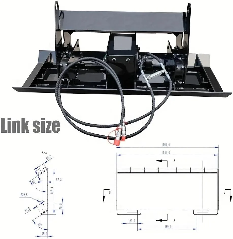 ضاغط لوحة توجيه انزلاقية هيدروليكية 71 بوصة/1810 مم - مرفق جرافة انزلاقية، متوافق مع البوبكات ومعظم الرافعات التوجيهية الانزلاقية