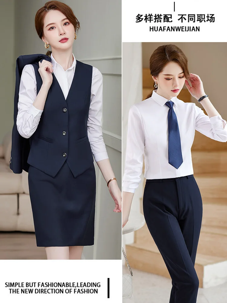 Suit Jacket Navy Blue Interview Slim Fit Business Suit Women's Autumn and Winter High-Grade Temperament Single-Breasted Small