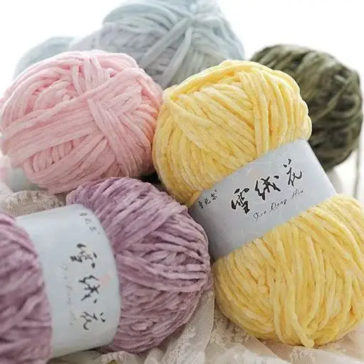 Dyed Colorful Velvet Yarn for Crochet Knitting, Chenille Threads, 100% Polyester, DIY Hat, Scarf, Sweater, Blanket, 100g