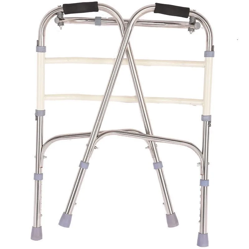 Adjustable stainless steel four-legged walker Folding rehabilitation armrest with multiple crutch walkers