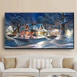 Snow landscape large diamond painting kits 5d diy square round drill mosaic diamond embroidery Christmas village home decor