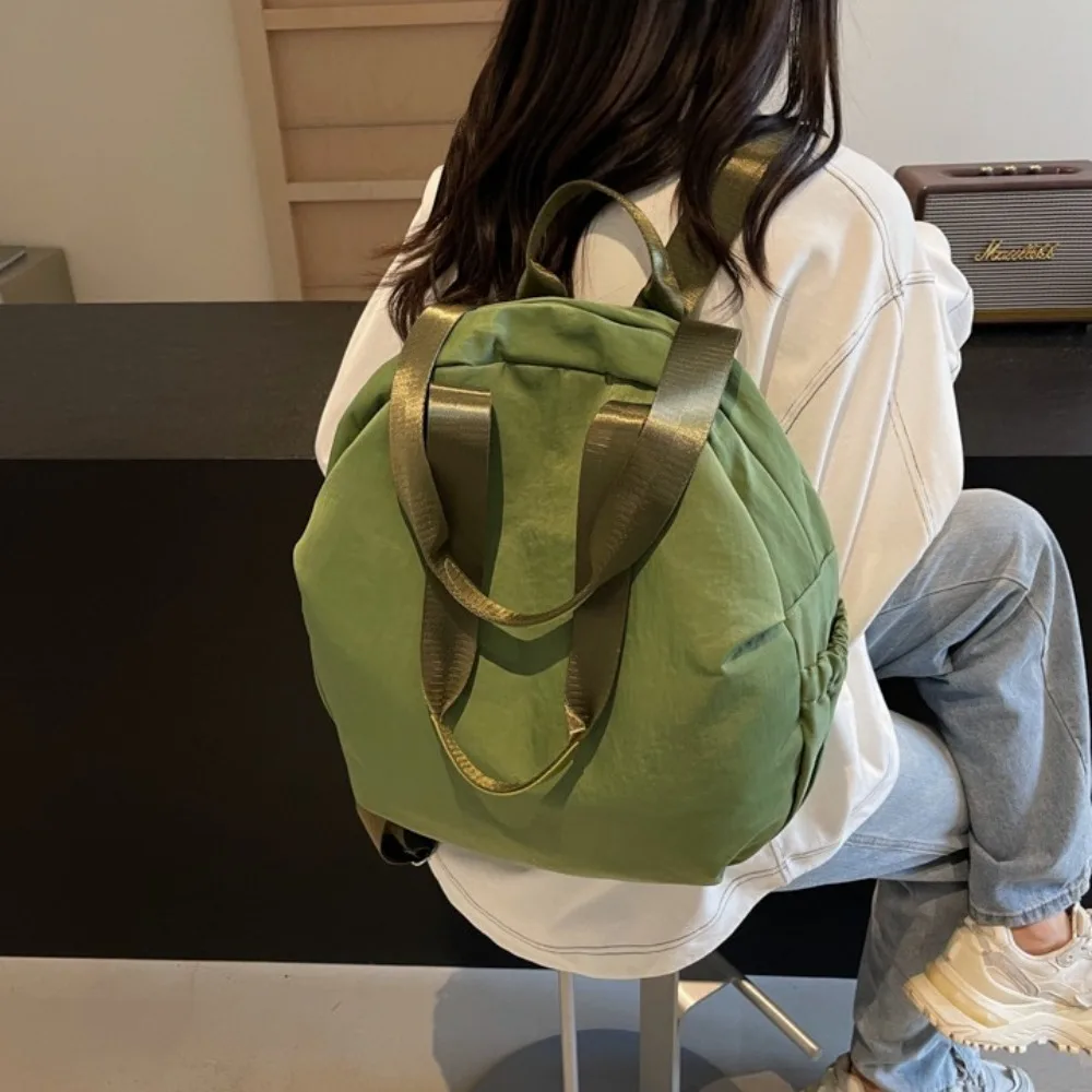 Mochila de nailon de gran capacidad con cremallera para mujer, bolso escolar multiusos de estilo coreano para estudiantes, bonito hilo de coser, bolsos escolares