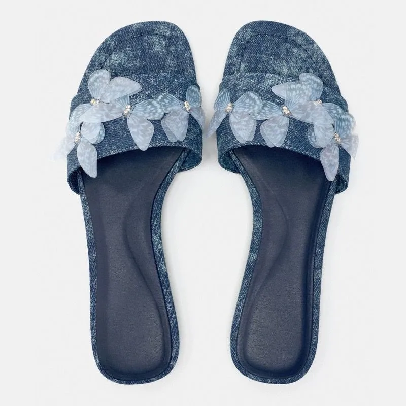 Flowers Sandals Woman 2024 Jean Blue Women Platform Sandals Women's Slippers Flat Sandal Cloud Slipper Women's Shoes Sale