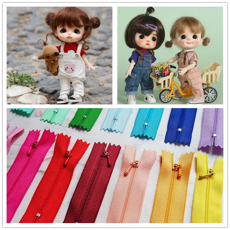 5Pcs 7/10Cm Mini Doll Clothing Zippers for OB11 DIY Handmade Dolls Garment Sewing Doll Zipper Clothes Accessories