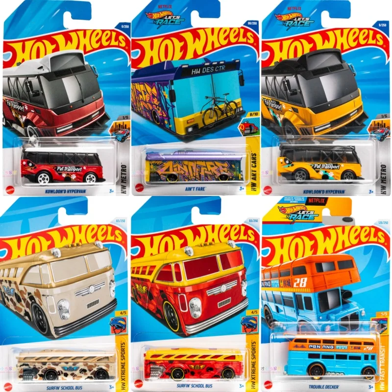 

Коллекционная модель Hot Wheels Ain't Fare Purple Bus HW Art Cars 8/10 88/250 Netflix Let's Race, литая под давлением, для детей