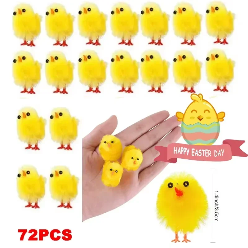 Baby Chicken Set Easter Decoration 2025 New Arrive Farm Animal Decorations Easter Mini Chenille Chicks Party Decorations