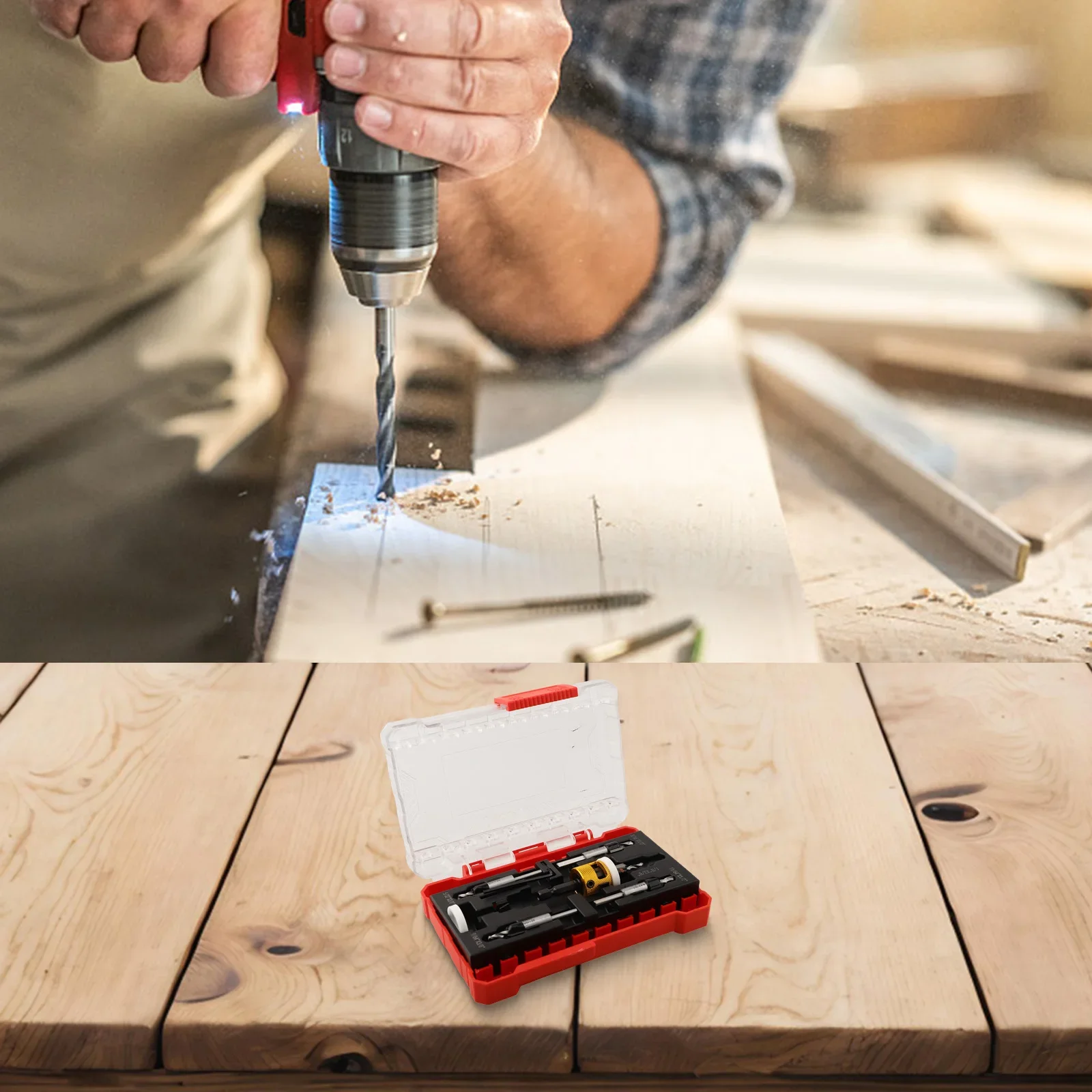 For Plastic Boards 5-Piece Drill Set Adjustable Depth Stop DIY Projects Compact Design Free-Spin Collar MDF And Plywood