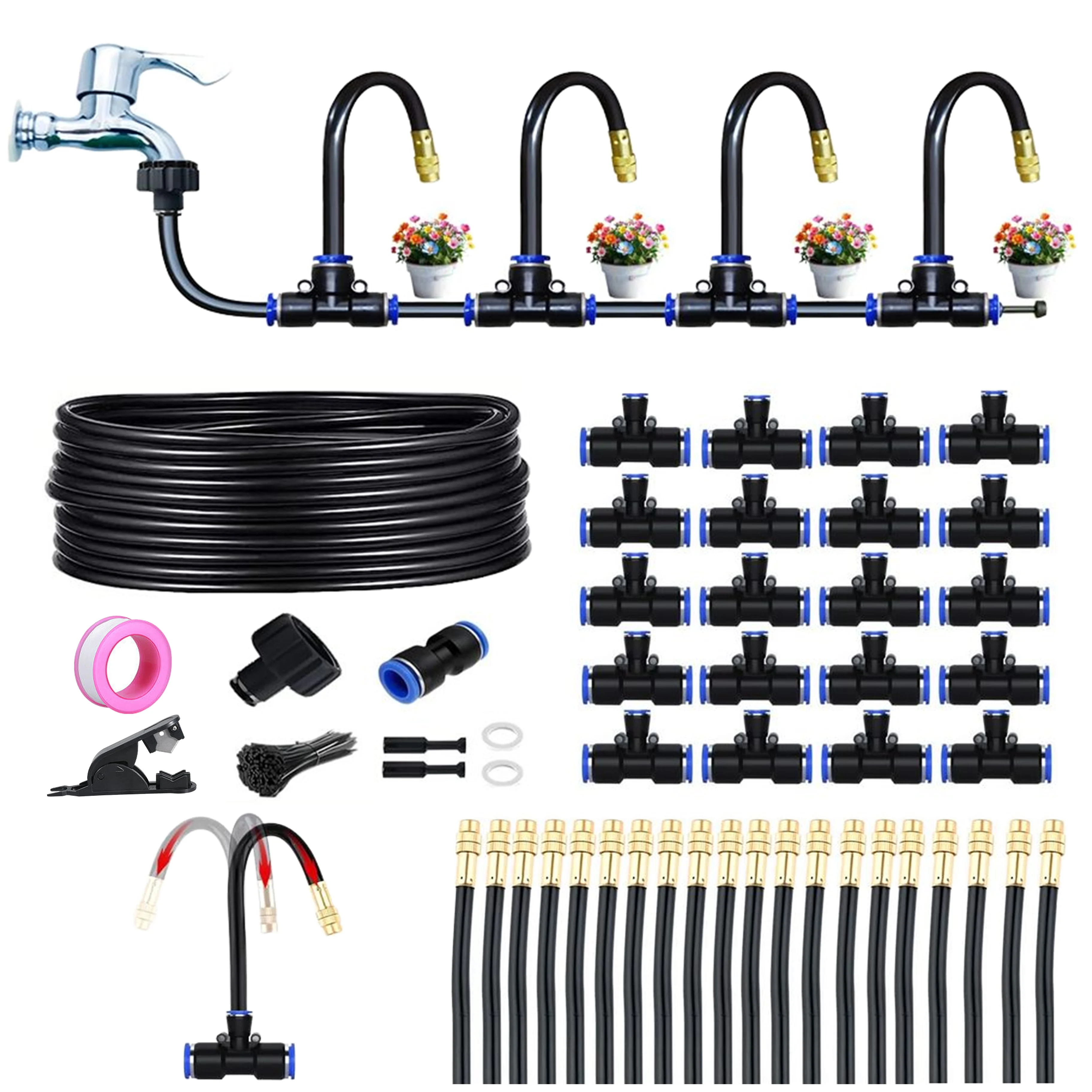 

Greenhouse Drip Irrigation Kit Automatic Irrigation System 360Adjustable 20 Brass/PE Spray Nozzles 12mm Irrigation Watering