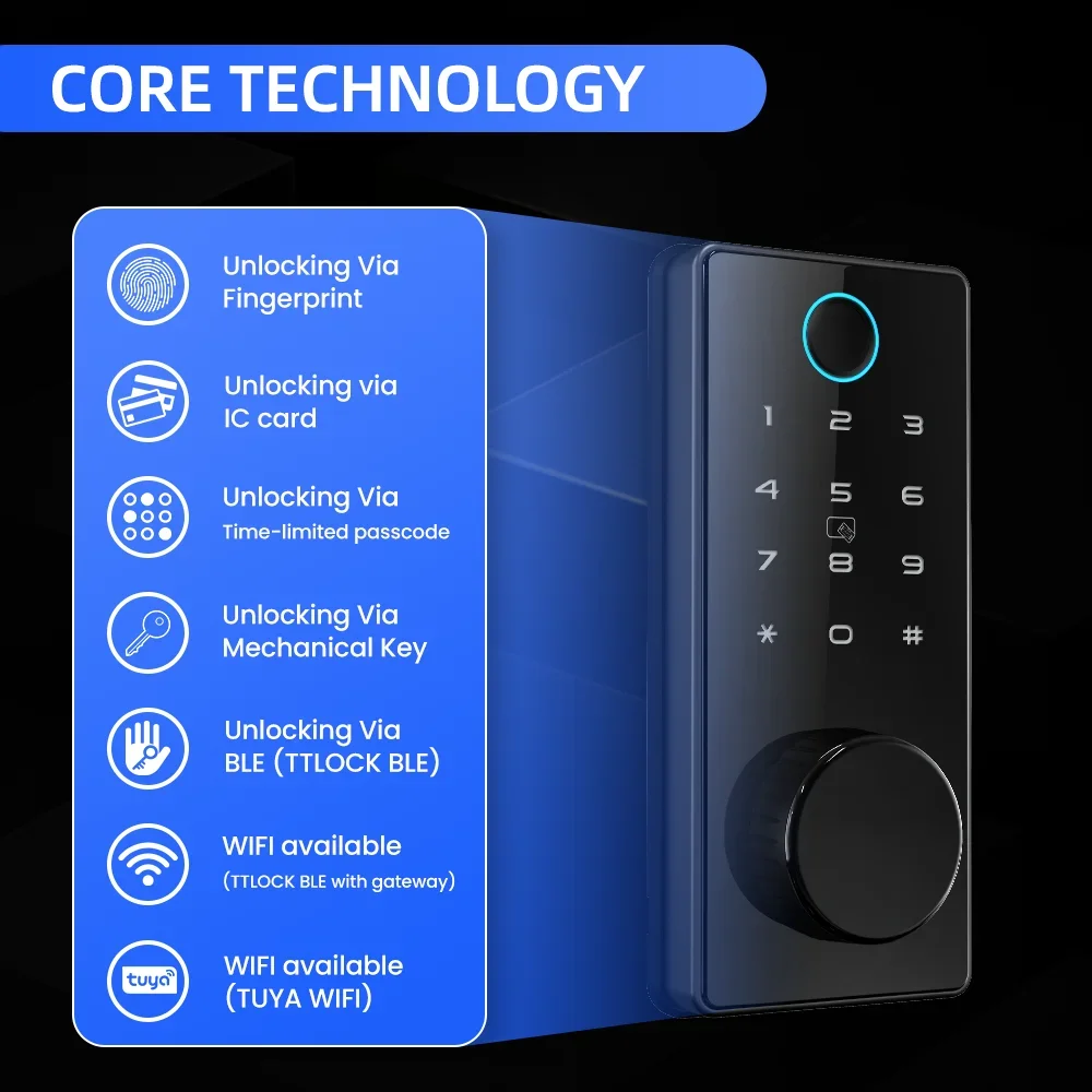 Locstar Security Cerradura Inteligente Electronic Number Password Biometric Fingerprint Digital Smart Door Lock For Wooden Doors