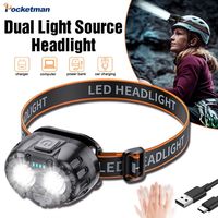 Smart Motion Sensor LED Headlamp High Power Rechargeable Headlight Outdoor Waterproof Head Lamp Built-in Battery Powered