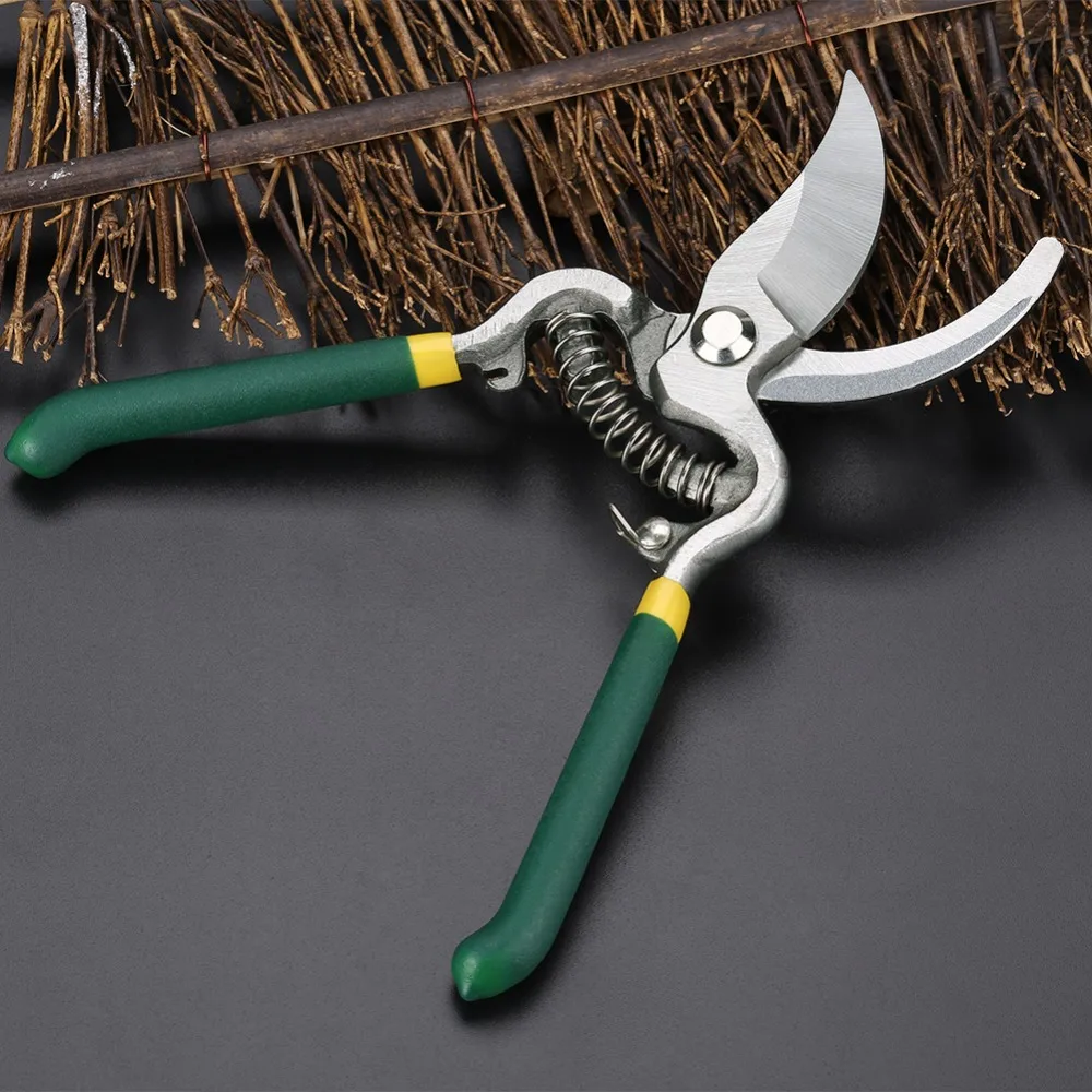 High Carbon Steel Pruning Shears Double-Sided Polished Safety Lock Garden Shears Ergonomic Handle Soft Coated Handle
