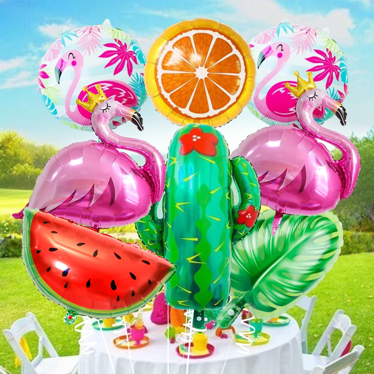 8pcs Cactus Tropical Balloons for Hawaiian Banquets Summer Luau Aloha Birthday Party Beach Pool Party Flamingo Theme Decoration