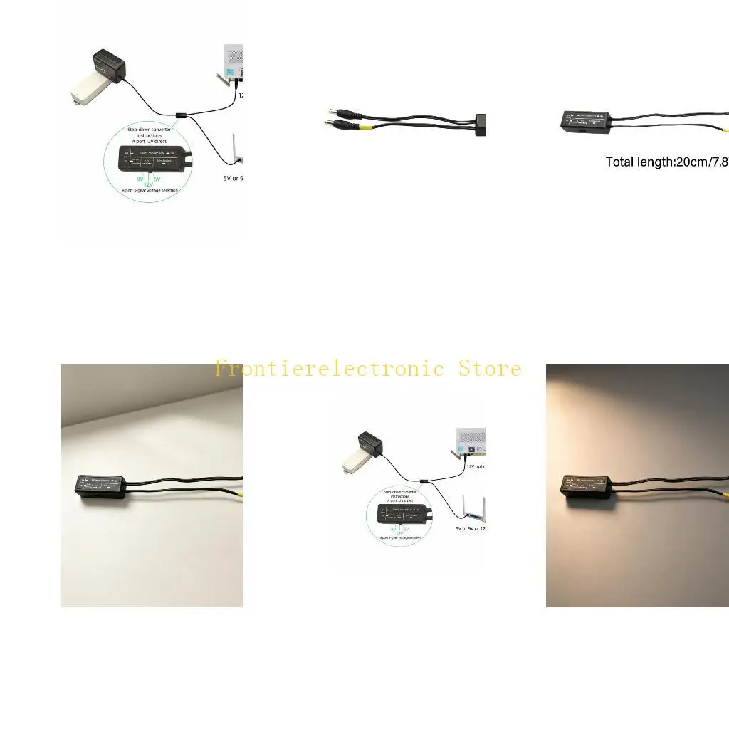 G8DB DC5.5x2.1mm Electronics Power Cable with Fixed 12V and Selectable 5V 9V 12V Output, Double Wire Split Cord for LED Light