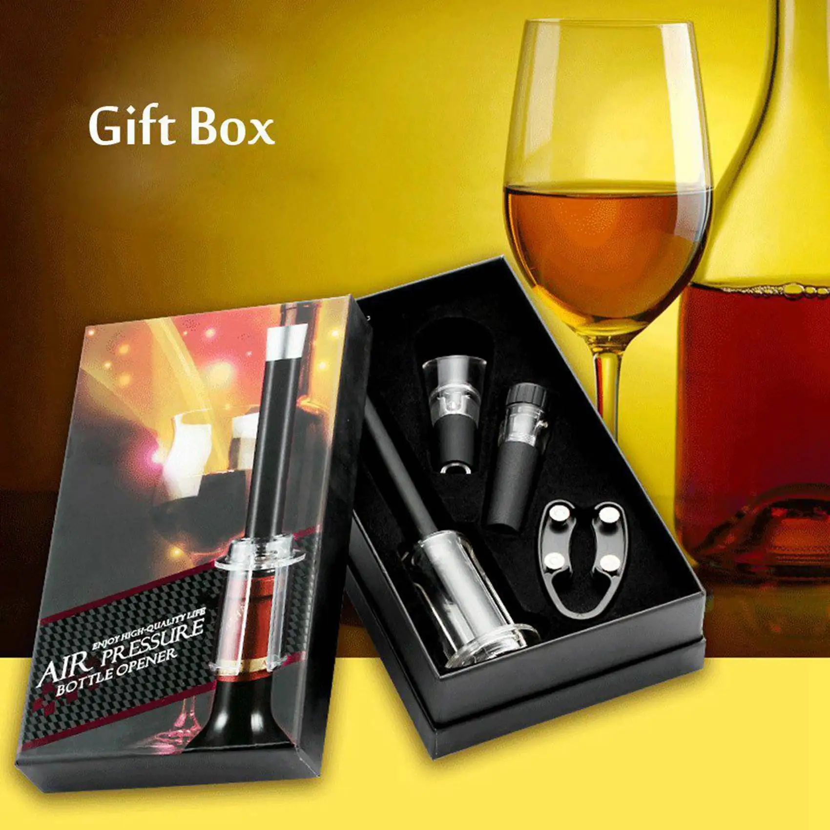 AB11-16 Pcs Air Pressure Pump Bottle Opener Gift Box Includes Wine Opener Kit Vacuum Stopper And Wine Pourer Tool