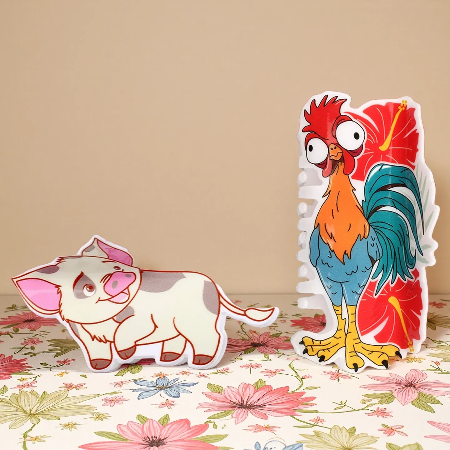 1 шт./2 шт. официальная заколка для волос Disney Moana, заколки в стиле фэнтези в форме Heihei (петух) и Pua (свинья)