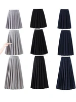 Japanese Preppy Style Women Elastic Waist Long Midi Skirt Ladies Fashion Party Skirt
