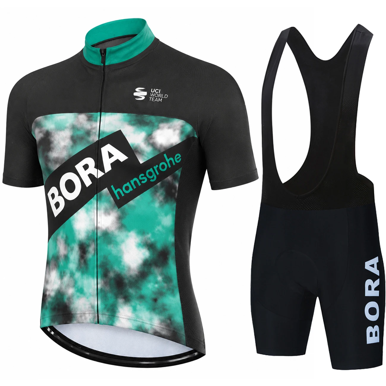 UCI BORA Men Road Cycling Suit Short Sleeve Jersey Bib Shorts Breathable Quick Dry Bicycle Clothing Racing Performance Set
