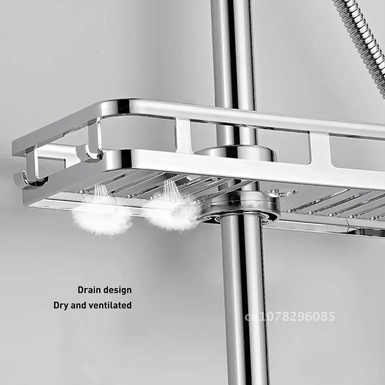 Shower Shelves Bathroom Tray Drain Racks No Drilling Lifting Rod Removable Stand Soap Holder Storage Rack Tray Shelf Shower Sta