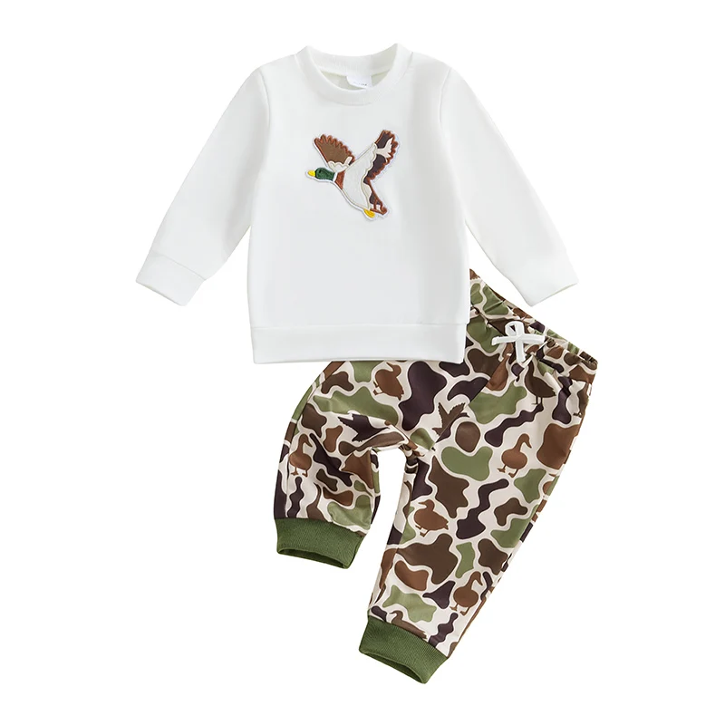 

Toddler Boys Fall Outfits Wild Goose Embroidery Long Sleeve Sweatshirts and Long Pants 2Pcs Clothes Set