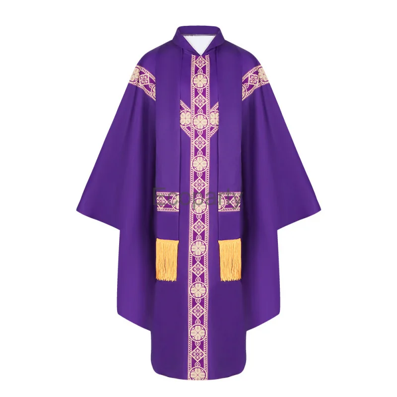 Châle d'église catholique médiévale pour hommes, religieux, croix rétro, costume de prêtre, Missionnaire, Everak, robe d'Halloween