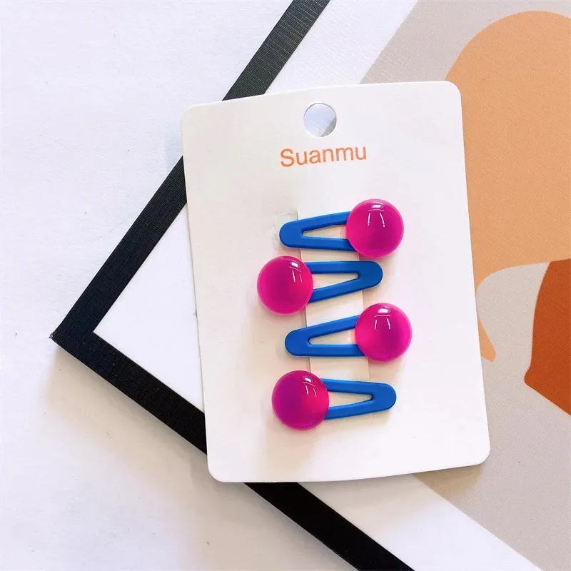 4Pcs Cute Transparent Jelly Bean Bead Hair Clips For Baby Girls Shining Side Bangs Hair Pins Summer Kids Hair Accessories Gift