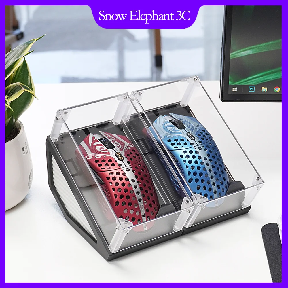 Mouse Dust-proof Storage Display Case 155.5mm*85mm*123mm Desk Stand Ornament 3D Printed Transparent PLA + Acrylic For ATK BOX