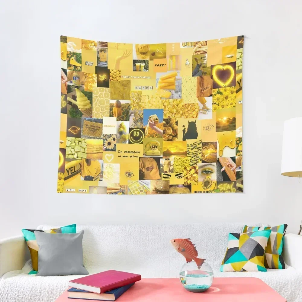 

Yellow Aesthetic Collage Tapestry Bed Room Decoration House Decoration Tapestry