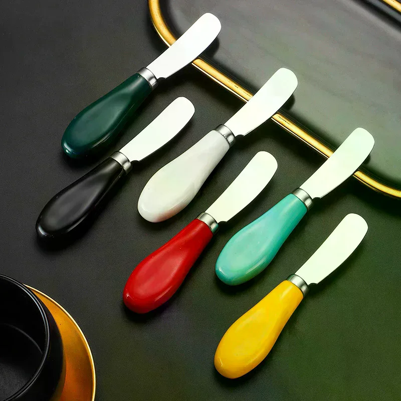 Steel Cheese Knife Ceramic Handle Butter Knife For Butter Bread Jam Cream Spatula Baking Cake Scraper Stainless