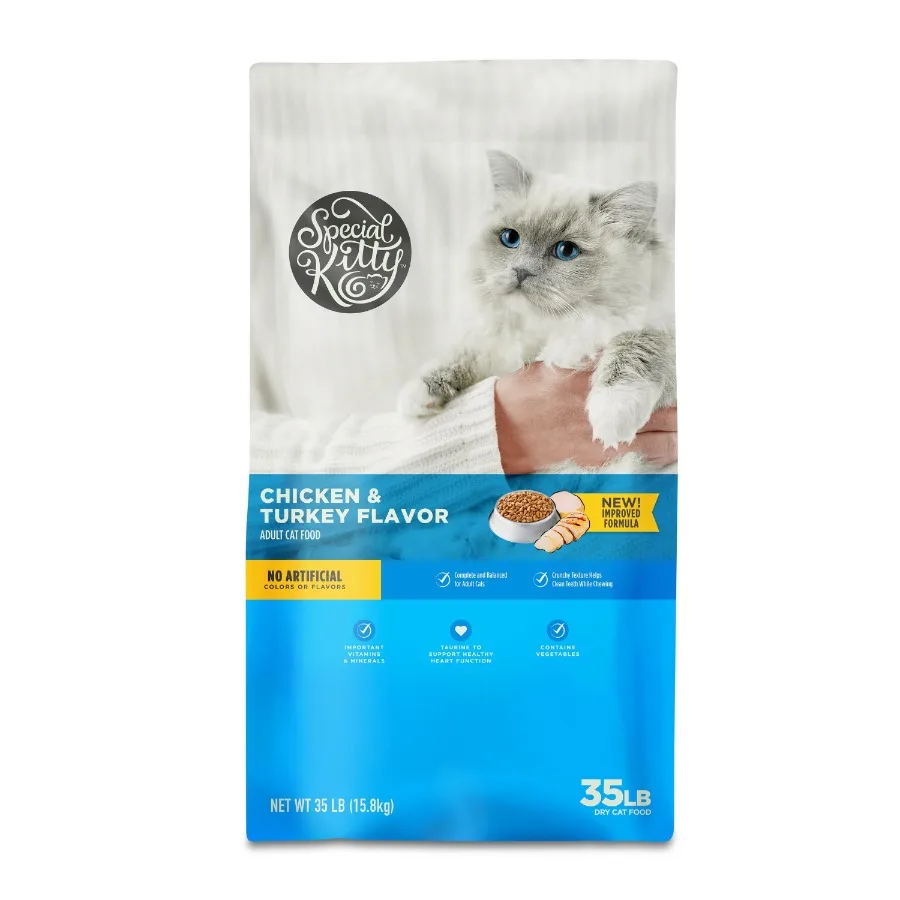 Alimento Seco para Gatos con Sabor a Pollo y Pavo, Nutrición Completa, Ideal para Gatos Adultos y Mayores, Fórmula Alta en Proteínas con Pollo Real